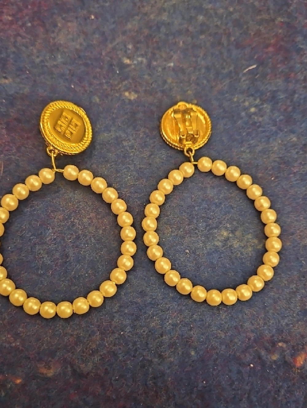 3 For $15 Gold-Tone Pearl Hoop Drop Clip On Earrings. - Picture 2 of 4